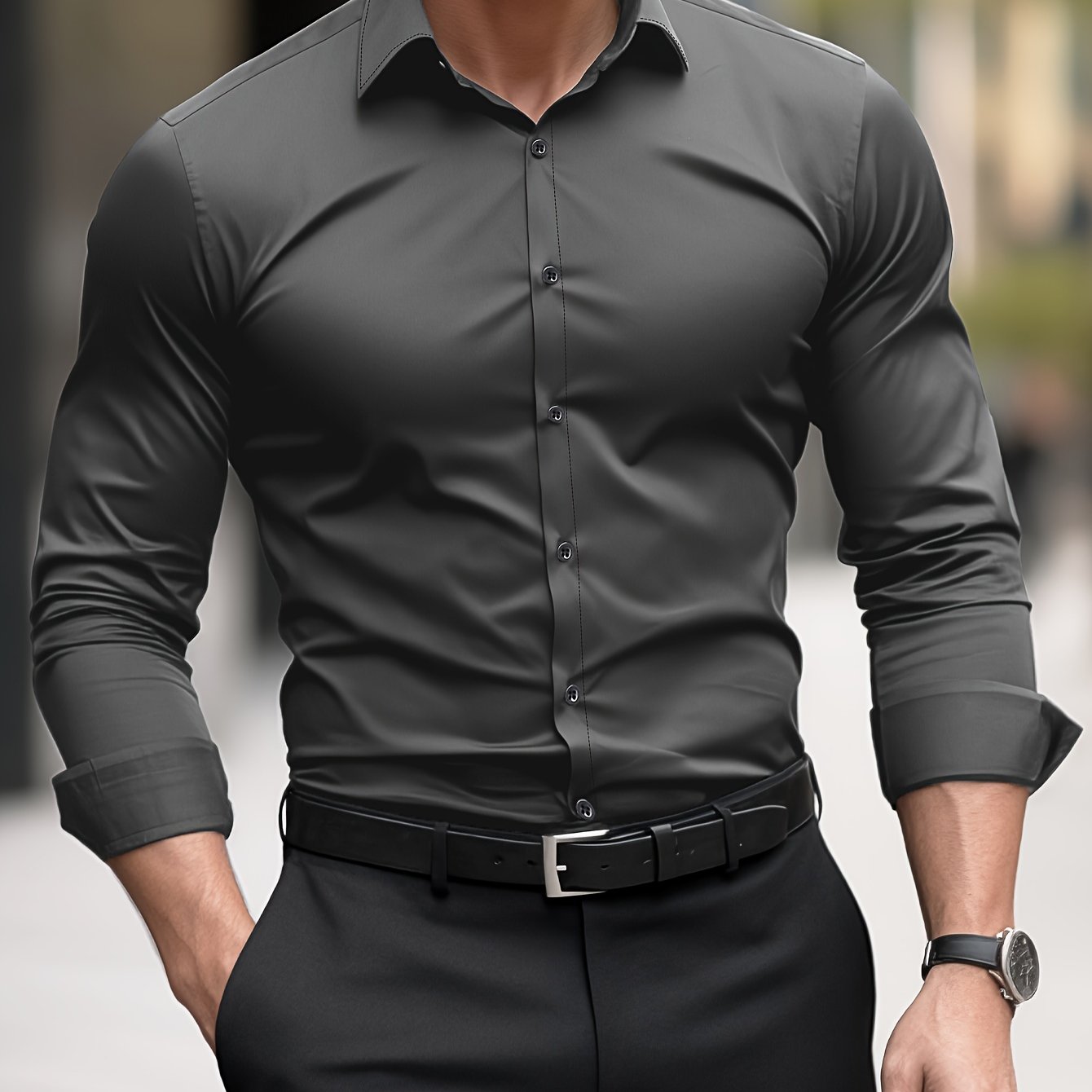 Adrian - Slim Fit-skjorte med knappelukking