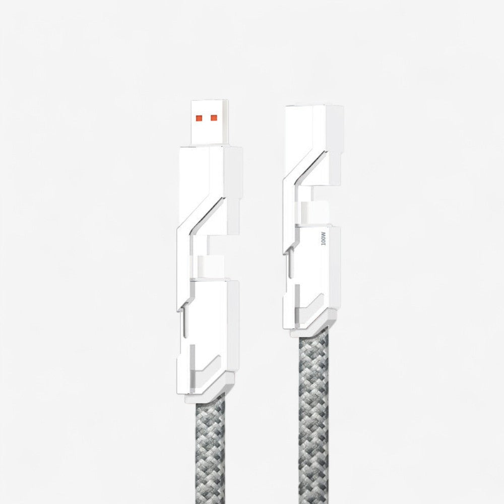 FlexiCharge – 4 i 1 Laderkabel med Anti Tangle Flat Design