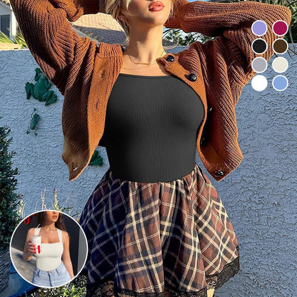 Eliza - Ribbestrikket body med firkantet utringning for stilig komfort