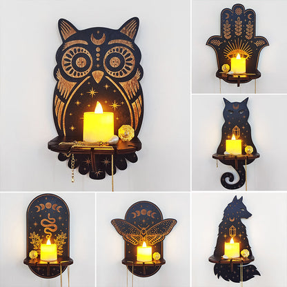 MystiGlow - Elegante Vegghyller med Funksjonelle Lysestaker