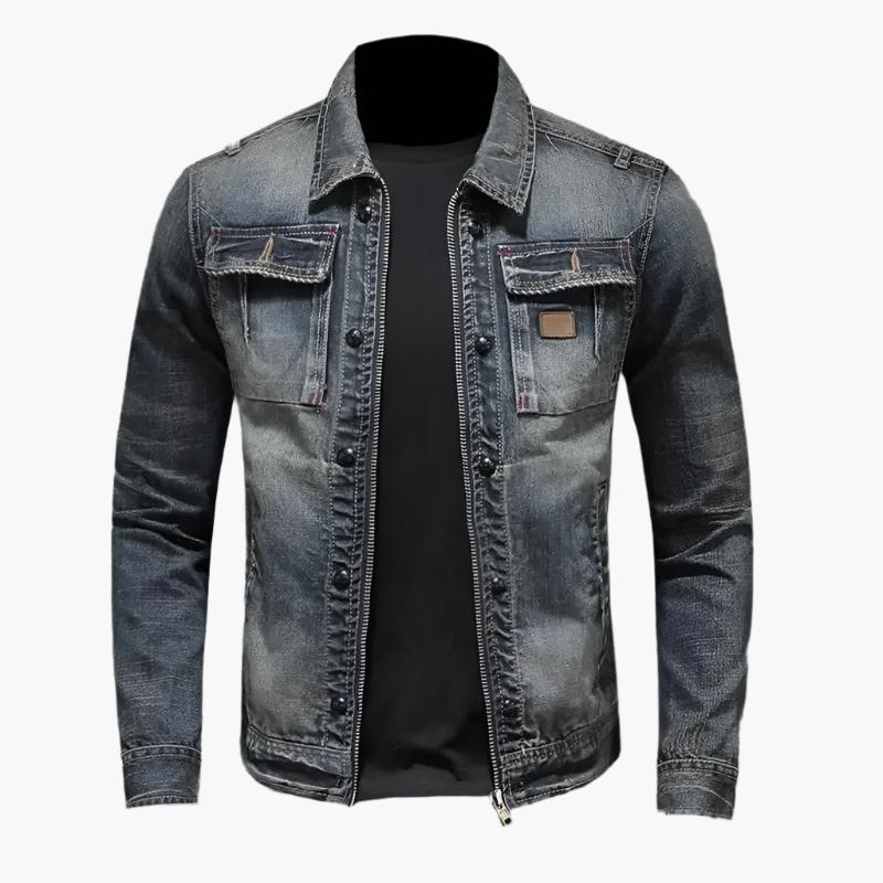 Elias - Uformell langermet denimjakke med glidelås og lommer
