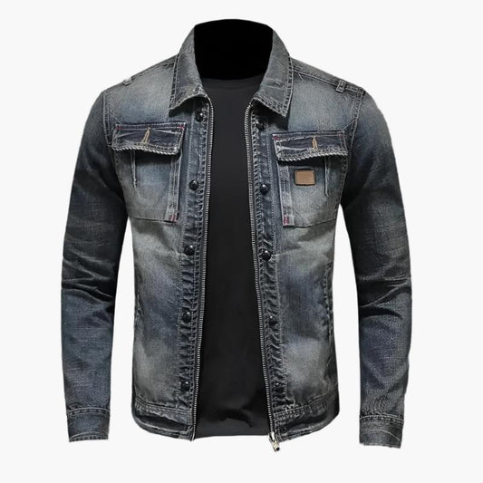 Elias - Uformell langermet denimjakke med glidelås og lommer