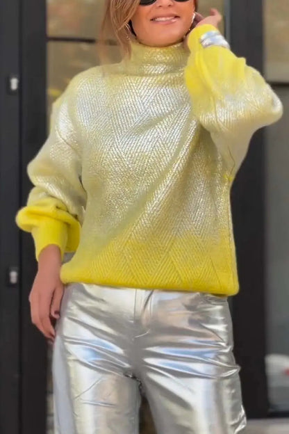 Isabella - Glamorøs skinnende genser med puffede ermer