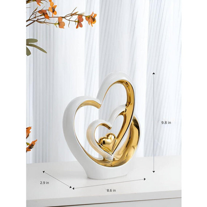 HeartGlow - Dekorativ dobbel hjerte-skulptur for hyller og bord