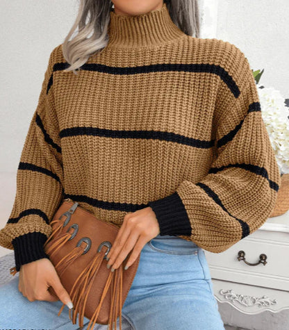 ChicStriped - Stripete rullehalsgenser med rullekrage