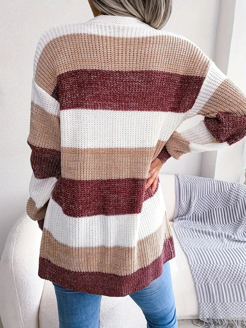 Naomi - Trendy stripete cardigan med oversized passform