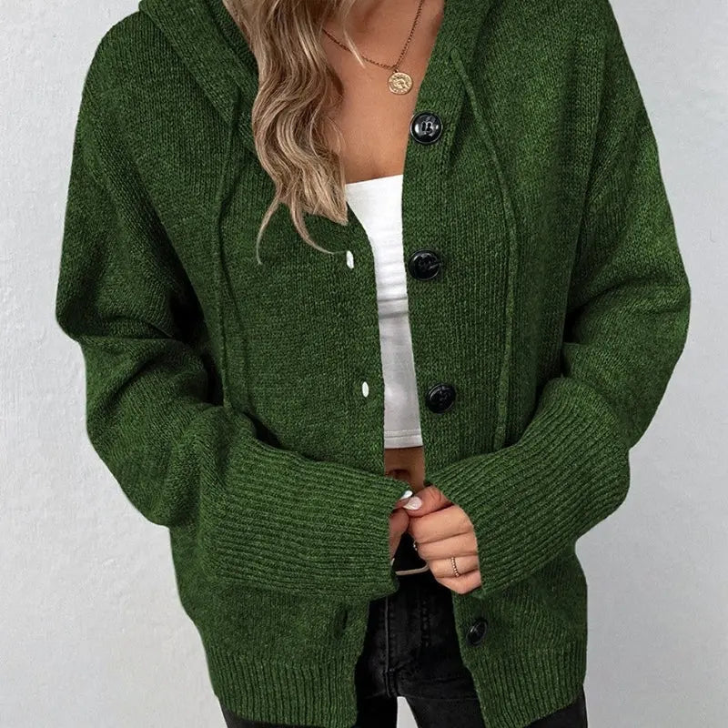 Scarlett - Klassisk cardigan med knapper og ribbestrikkede ermer