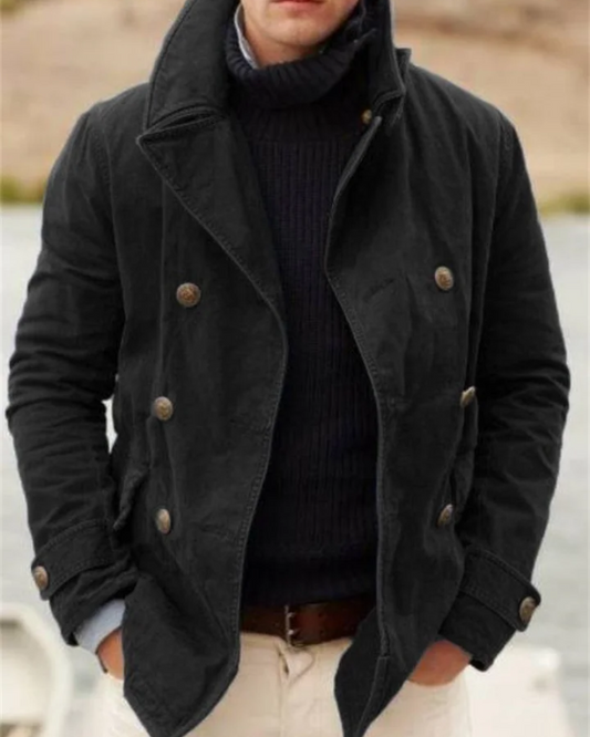 Julian - Stilren Langermet Denimjakke med Klassisk Krage og Knapper