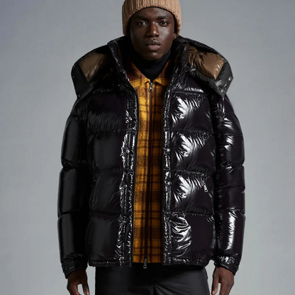 Anton - Varm Langermet Dunjakke med Hette, Glidelås og Praktiske Lommer