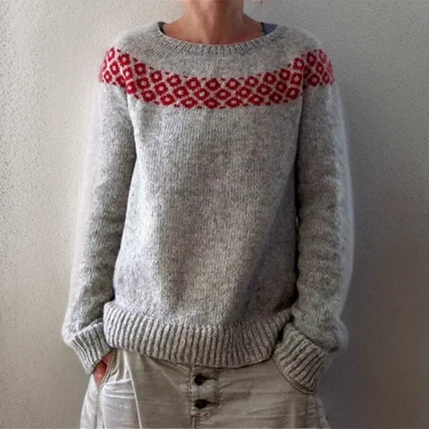 Clara - Bequeme Langermet Pullover med Løs Passform og Rund Halsausschnitt
