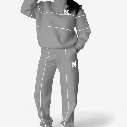 Astrid – Todelt sett med langermet skjorte med glidelås og vide bukser