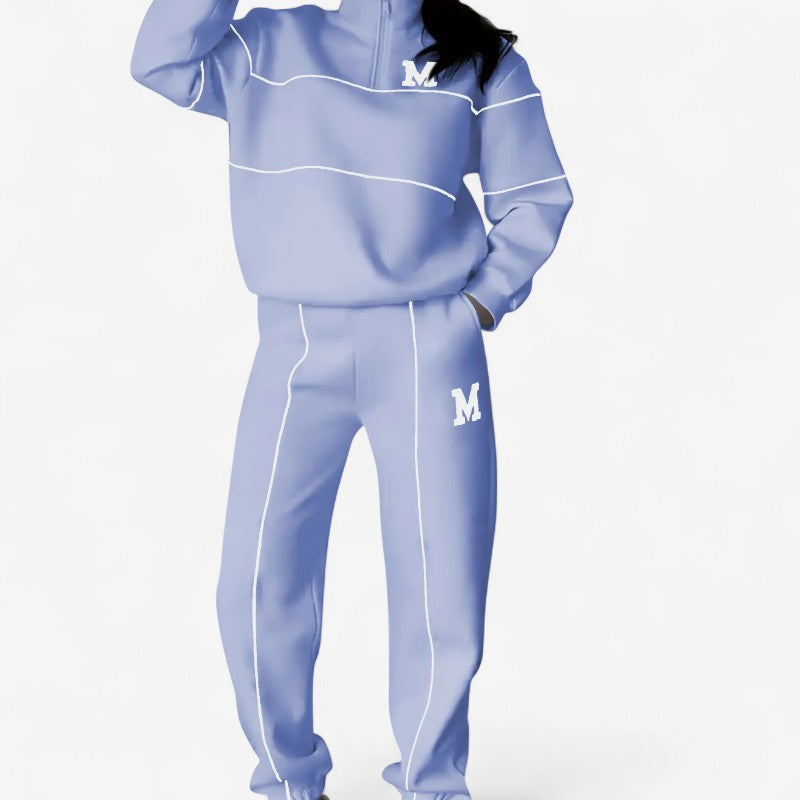 Astrid – Todelt sett med langermet skjorte med glidelås og vide bukser