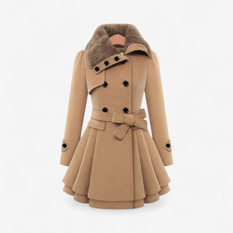 Madison – Langermet Frakk med Knappelukking og Midjebelte