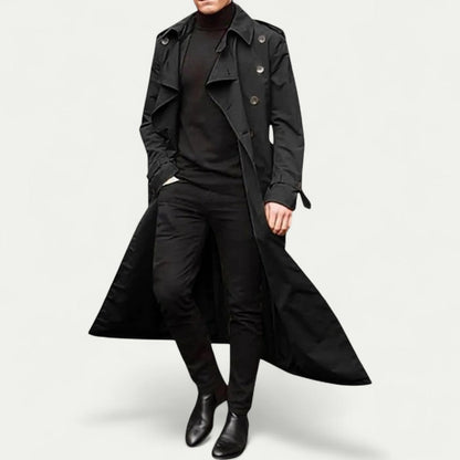 Vegard – Lang Trenchcoat med Knappedetaljer og Livbelte