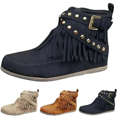 Maya - Ankelstøvler med frynser og dristig spenne