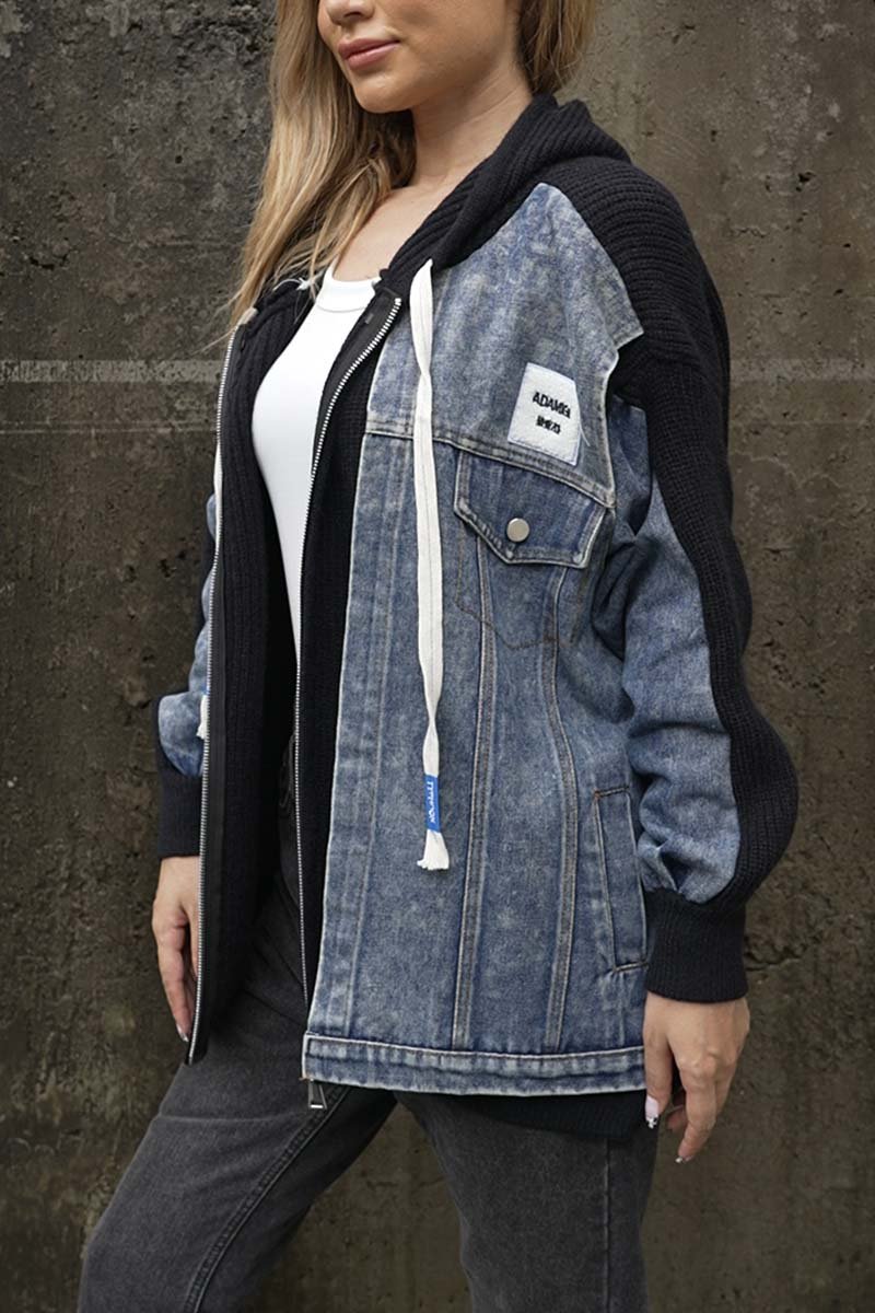 Elara - Patchworkjakke Med Hette i Dongeri