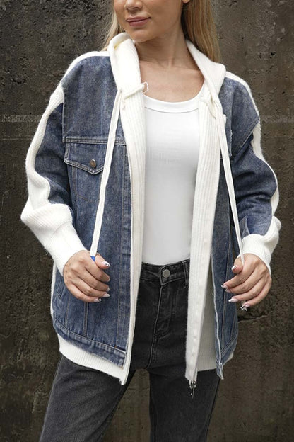 Elara - Patchworkjakke Med Hette i Dongeri