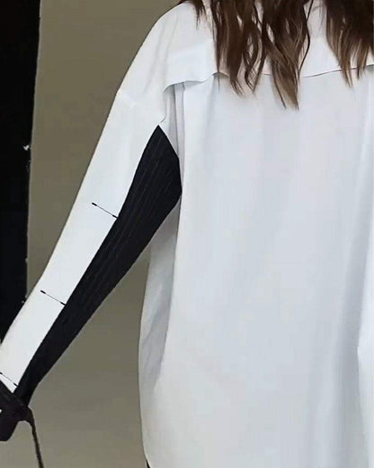 Lena - Patchworkskjorte med frontlomme og krage