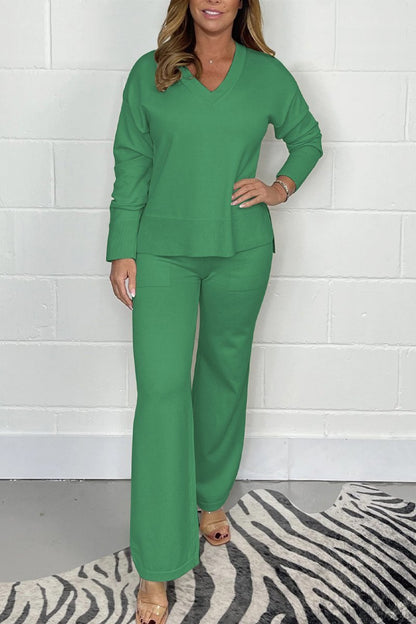 Olivia - Avslappet Sett Med V-Hals Topp Og Bukser