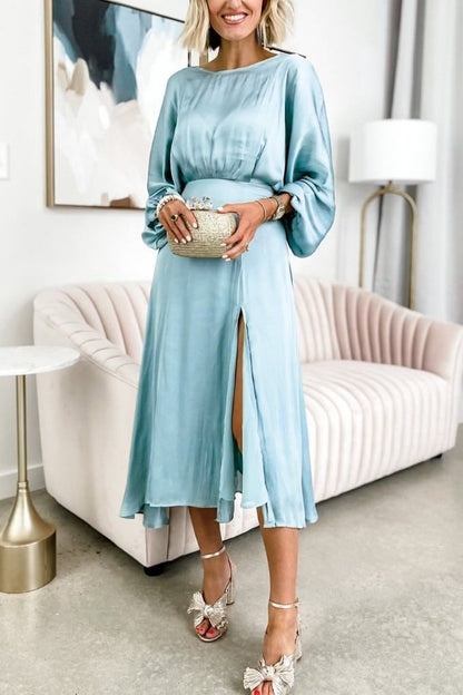 Natalie - Sofistikert Satengkjole mMed Spalte Og Normal Passform