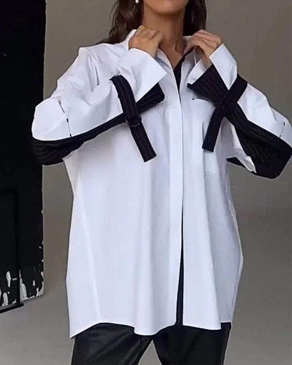 Lena - Patchworkskjorte med frontlomme og krage