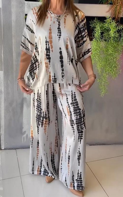 Liora - Casual Todelt Dress Med Skjorte Og Bukser Med Vide Ben