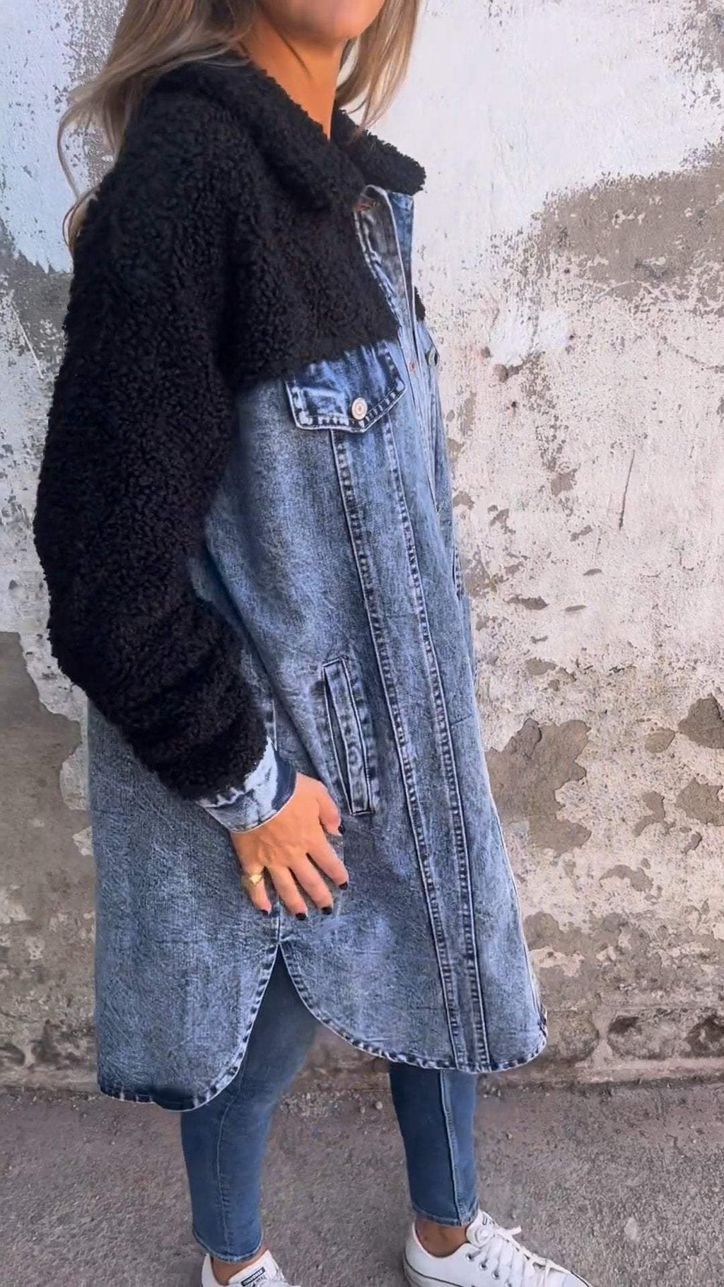 Aveline - Langermet Denimjakke Med Knapper Og Frontlommer