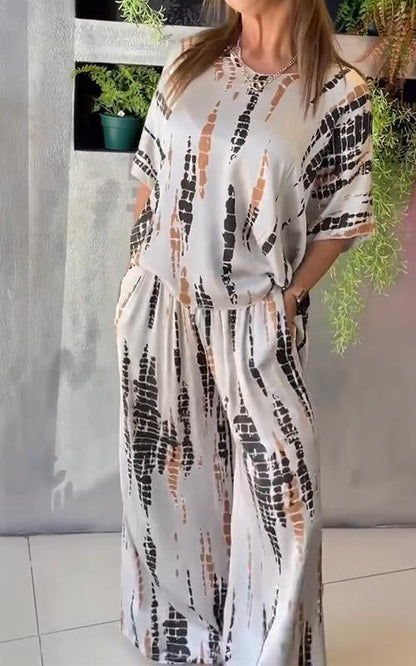 Liora - Casual Todelt Dress Med Skjorte Og Bukser Med Vide Ben