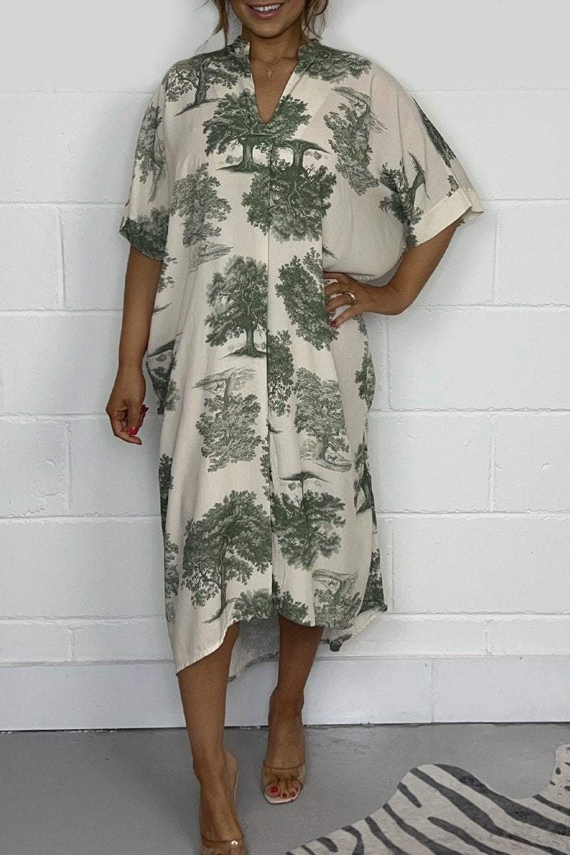 Ella - Oversize Midikjole Med Tretrykk