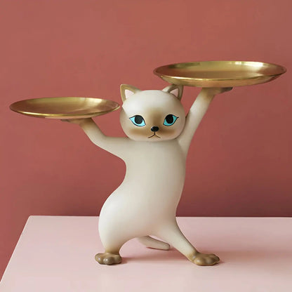 TidyCat - Dekorativ katteformet brett med krok for småting