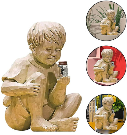 FireflyGlow - Solcelledrevet hagestatue for barn med opplyst ildflue