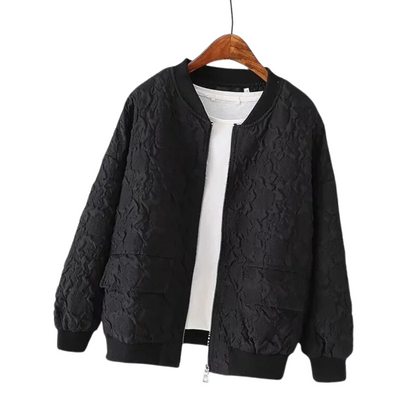 UrbanFlex - Ensfarget jakke med glidelås og baseballmønster med sporty og uformell passform