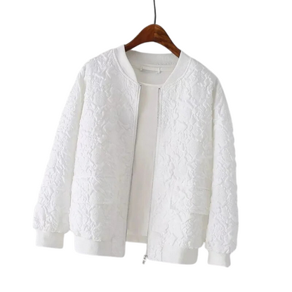 UrbanFlex - Ensfarget jakke med glidelås og baseballmønster med sporty og uformell passform