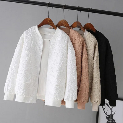 UrbanFlex - Ensfarget jakke med glidelås og baseballmønster med sporty og uformell passform