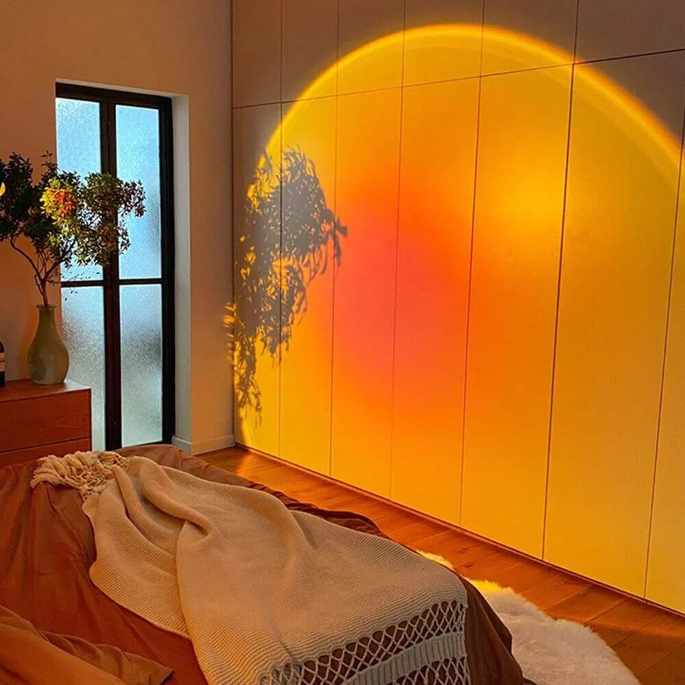 GlowRay – Moderne solnedgangslampe med justerbart hode for varm og estetisk belysning