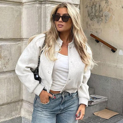 Delilah - Casual bomberjakke med trykknapplukking