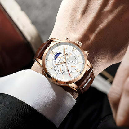 Eiden - Elegant Mønstret Herreklokke med Vannbestandighet-4