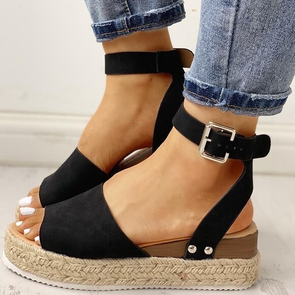 StrideUp - Espadrillesandaler med plattform og justerbar ankelrem