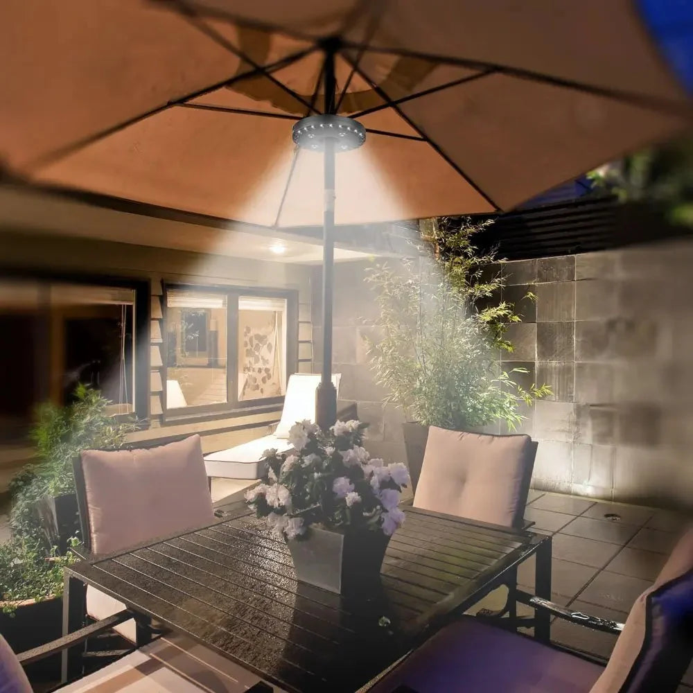 LumoLight - 28 LED-paraplybelysning for uteplass for perfekt utendørsstemning
