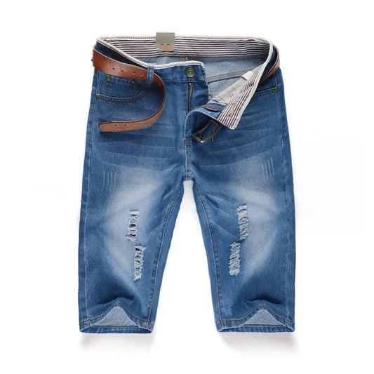 Mason - Perforerte denimshorts med knappegylf og løs passform