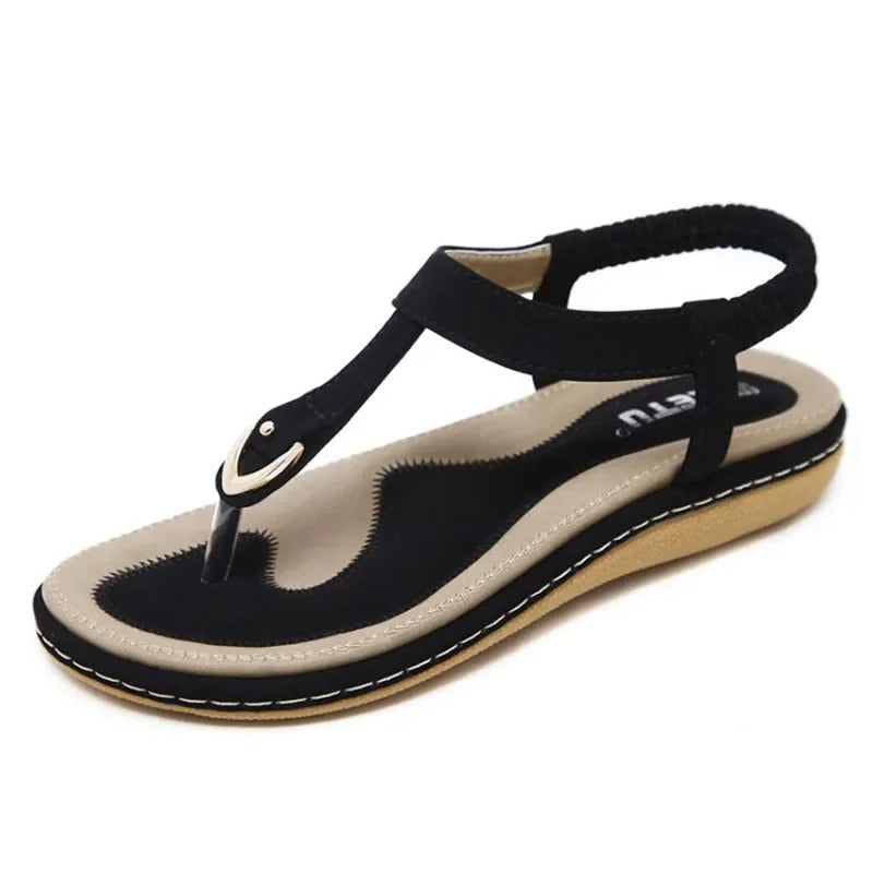 Sophia - Polstrede sandaler med T-rem og elastisk ankelrem