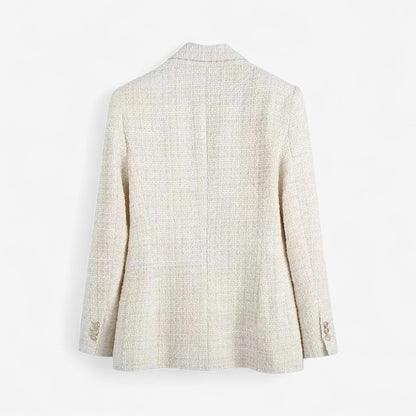 Hanne – Dobbeltspent Tweed Blazer med Lange Ermer og Lommer