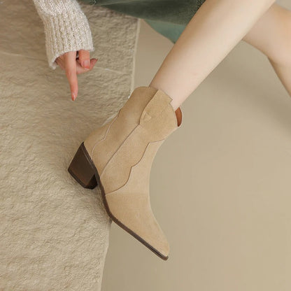 Sophia - Stilige ankelstøvler med spiss tå og kilehæl