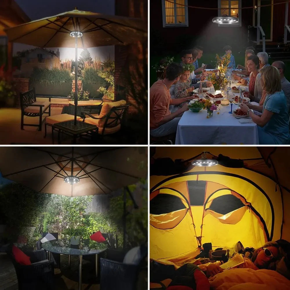 LumoLight - 28 LED-paraplybelysning for uteplass for perfekt utendørsstemning