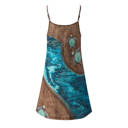 OceanGlow - Sleeveless top with turtle print and adjustable straps