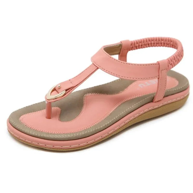 Sophia - Polstrede sandaler med T-rem og elastisk ankelrem