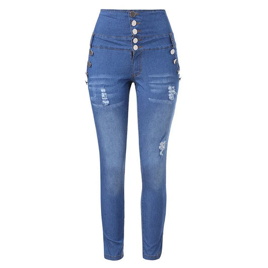 Sophie - Denimbukse med høy midje og smigrende smal passform