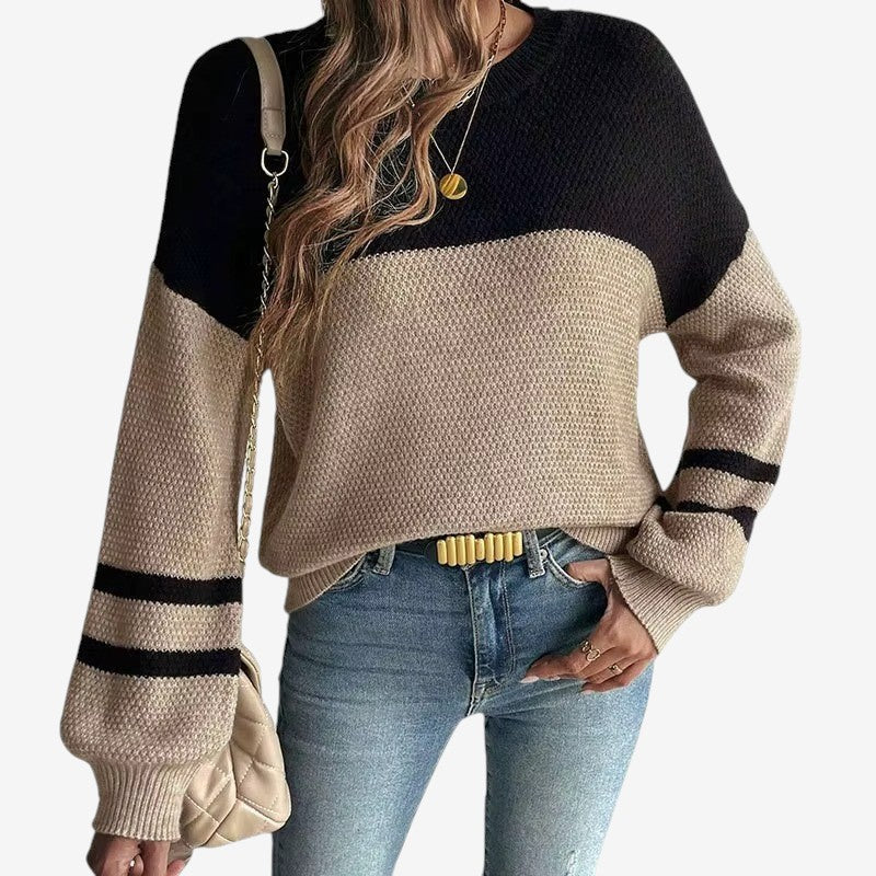 Hazel – Genser med rund hals, lange ermer og ribbede kanter