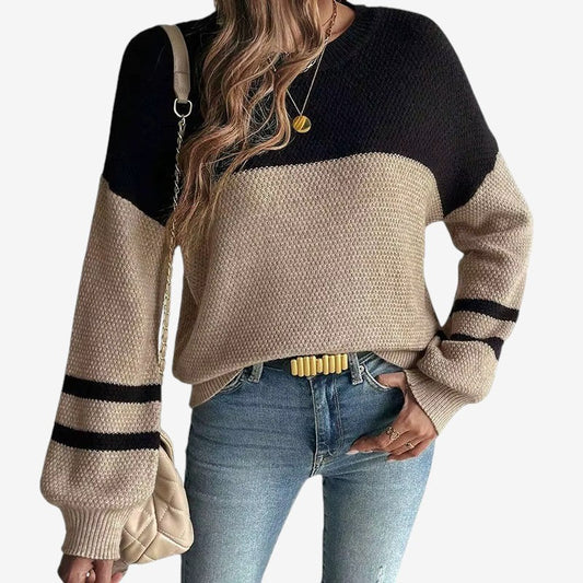 Hazel – Genser med rund hals, lange ermer og ribbede kanter