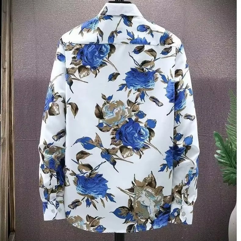 Rune – Langermet Skjorte med Blomstertrykk og Nedbrettet Krage